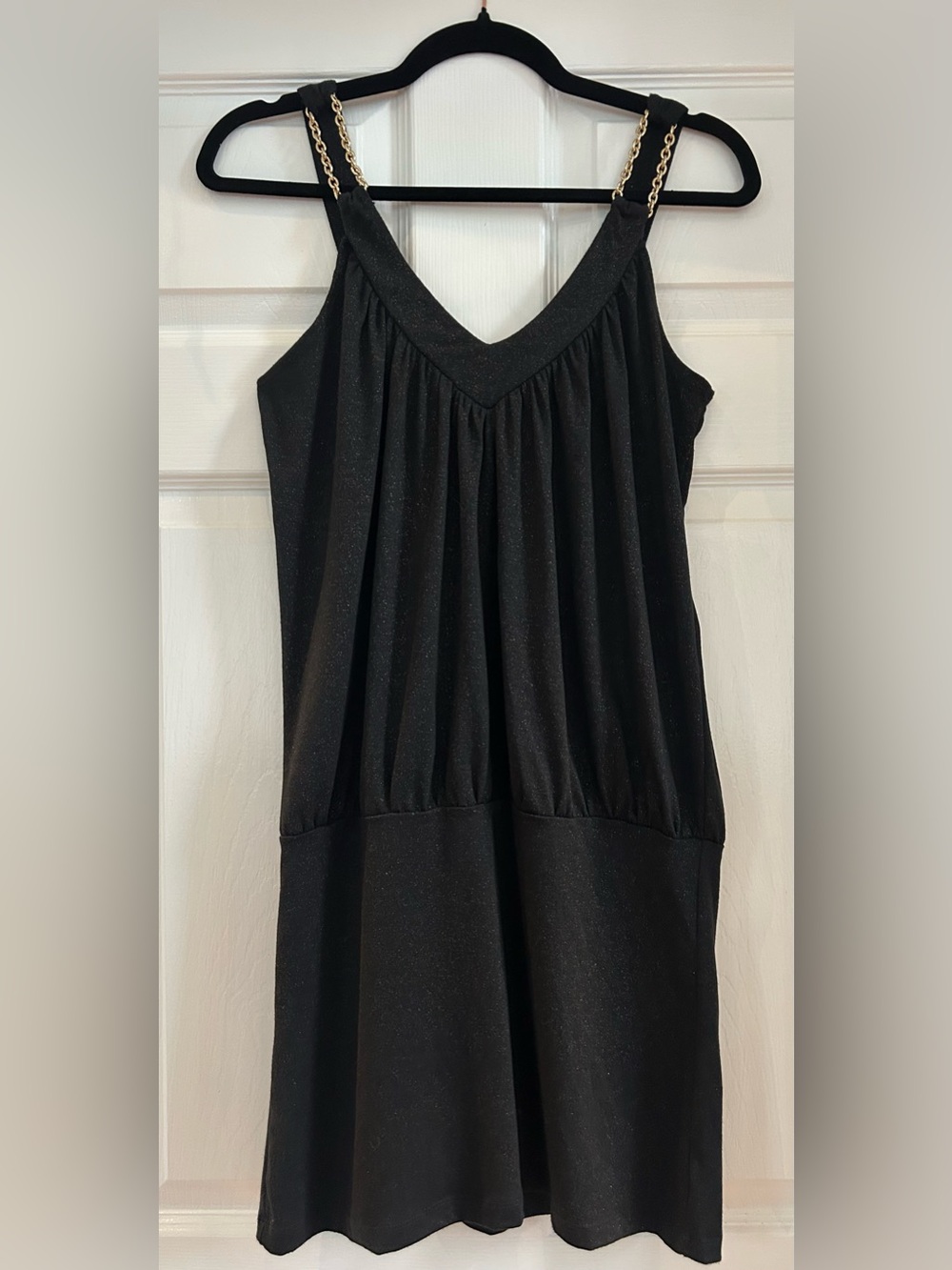 Vintage Mandee Black Sleeveless Dress with Gold Chain Straps
